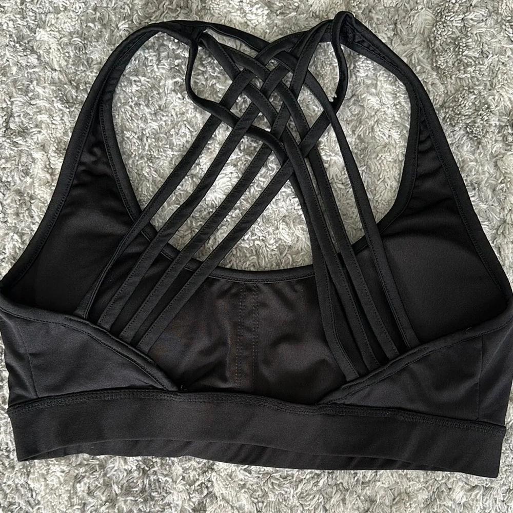 Cascade Blue Black Strappy Sports Bra - Picture 3 of 5